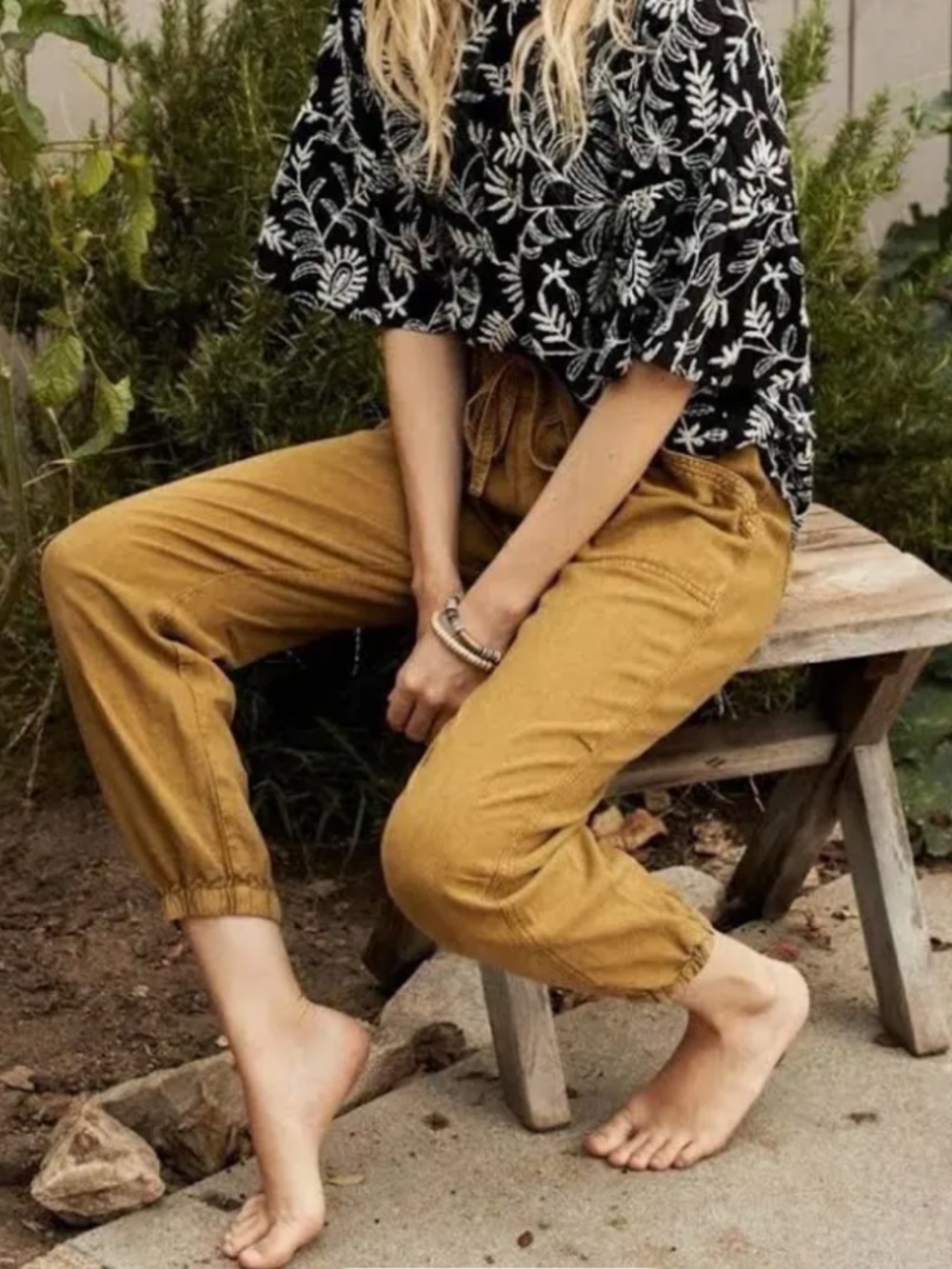 Anthropologie “Rhys” Linen Blend Joggers in Acid Wash Moss Yellow/Green Sz S